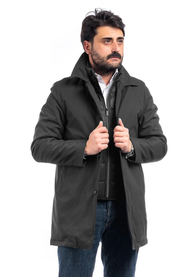 Trench Uomo Invernale Cappotto Elegante Soprabito Cappottino Sartoriale VEQUE - Immagine 3 di 4