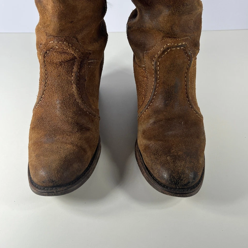 Botas de montar Frye Jane para mujer talla 7,5B marrón oscuro gamuza cuero hasta la rodilla  Foto 4 de 4