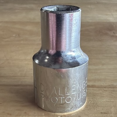 Proto Challenger 3/8'' Shallow Socket 1/2'' Drive 6 Point 1612H Made in USA