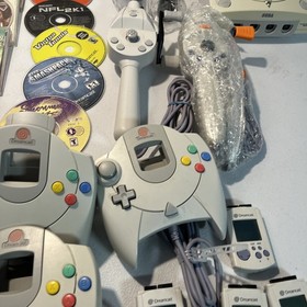 Sega Dreamcast Console And Game Lot X3 Controllers Fishing Rods And More Wow 