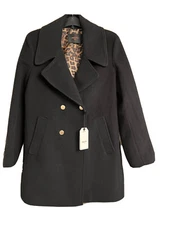 Palto Vitoria Velo Double-Breasted Wool-blend Coat, Black, Italian Size 46, L