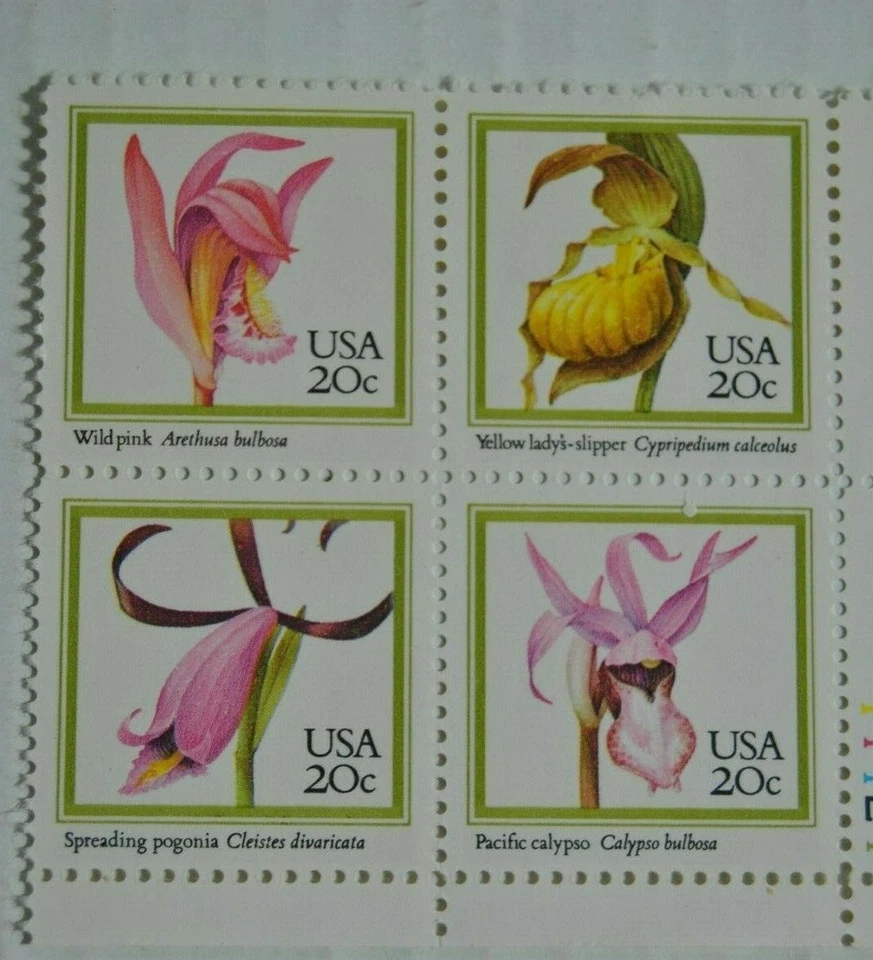 ORCHIDS1984 USA .20c Plate Block Of Four Stamp  Mint NH Scott #2076-79 - Image 3 of 4