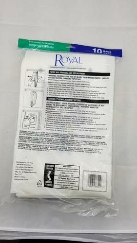 10 bolsas de aspiradora verticales de metal genuinas Royal 2066247001 tipo B - Imagen 3 de 3
