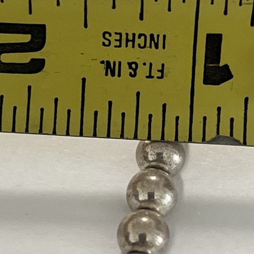 Vintage Sterling Silver 6.3mm Bead Ball Necklace 16.5 ” Signed 925, 25 Grams-(U) - Picture 11 of 12