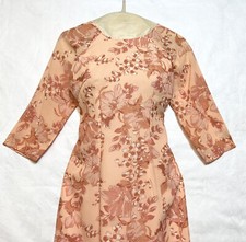 Ao Dai BT-871 Lụa Mango 4 Tà Dày Mềm Rủ Đẹp 💙 XL Dài Áo 148 Hồng Da Cam