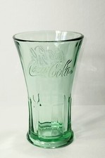 Vintage Green Heavy Libbey Coca-Cola Coke Drinking Glasses With Flared Rim 14oz