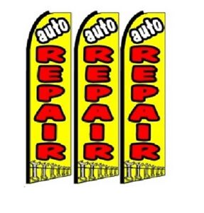 Auto Repair  King Size  Swooper Flag banner  sign pk of 3 