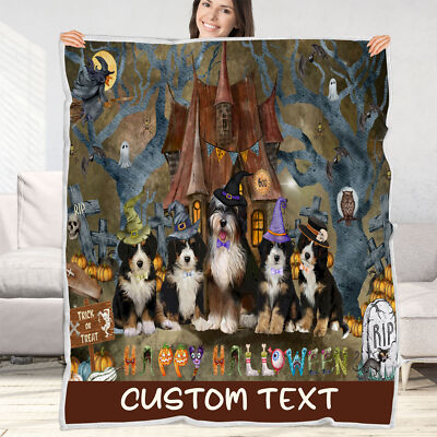 Bernedoodle Dog Blanket Personalized Throw Woven Fleece Sherpa Many Designs NWT