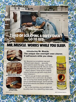 Vintage 1975 Mr. Muscle Oven Cleaner Print Ad