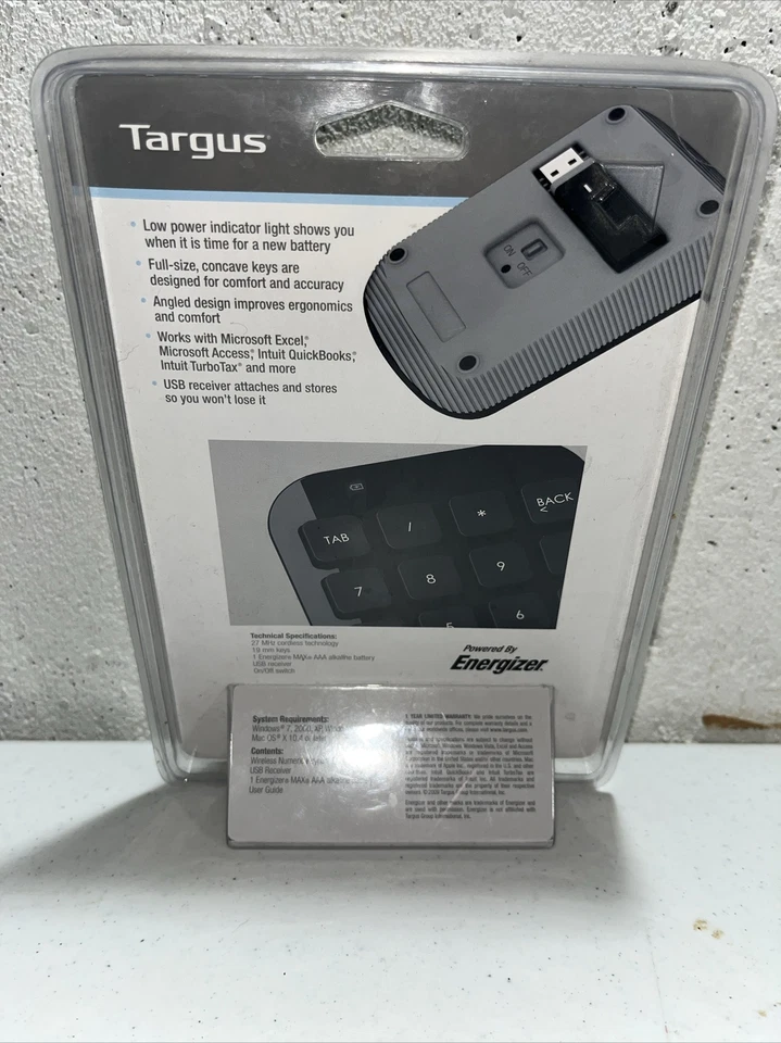 Brand New Targus AKP11US Wireless Numeric Keyboard Keypad Sealed - Image 2 of 3