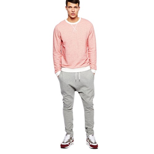 New Skinny GYM Trouser Slim Fit Pique DROP CROTCH Joggers Bottom Stretch Pant UK - Picture 3 of 9
