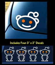 Reddit Alien Logo 4" White Vinyl Decal Social Media Facebook Google