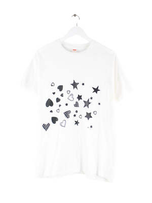 Hanes 90s Vintage Hearts Print Single Stitch T-Shirt Weiß L Herren