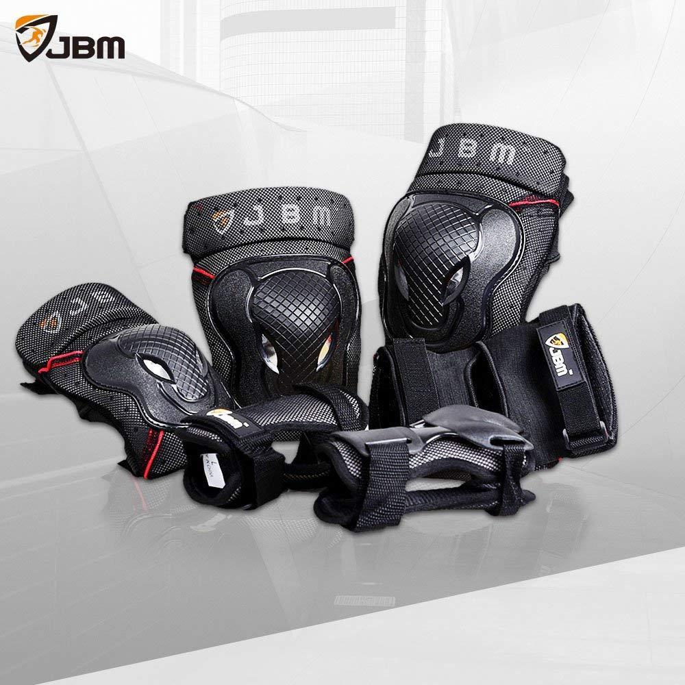 JBM BMX Bike Knee Pads and Elbow with Wrist Guards Protective Gear Set