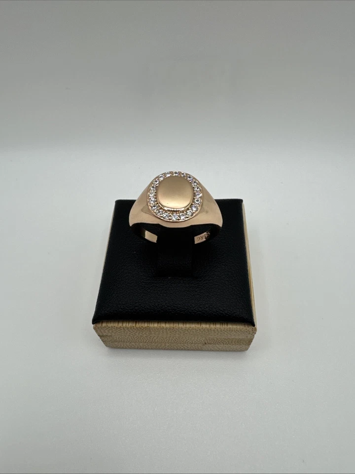 Anillo de sello de oro laminado de 14 quilates - Talla P 1/2 Reino Unido - Marcado 585RG - Estilo unisex Foto 3 de 4