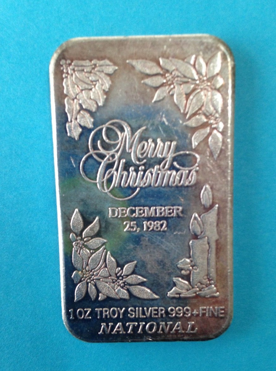 1982 National Mint Merry Christmas 1982 NA-23 Silver Art Bar P0925