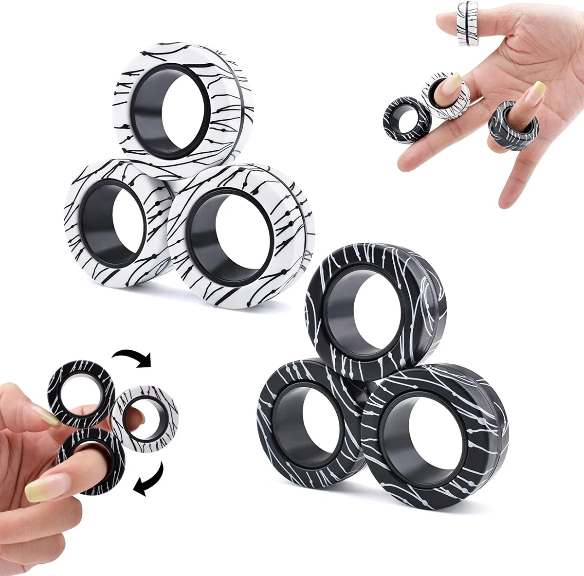 6Pcs Magnetic Rings Fidget Toys for Teens, Adults&Kids, Fidget Pack Under 10  D