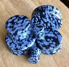 PAIR Black Obsidian Plugs Organic Stone Earlets Gauges Body Jewelry