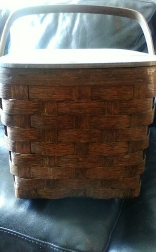 Vintage Wooden Picnic Basket - Woven Splint Rustic Retro Wicker Lunch Date - Bild 5 von 6