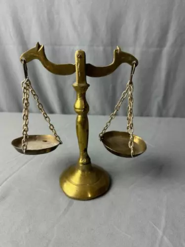 Vintage Brass Balance of Justice Scale Art Deco 6" high ssc