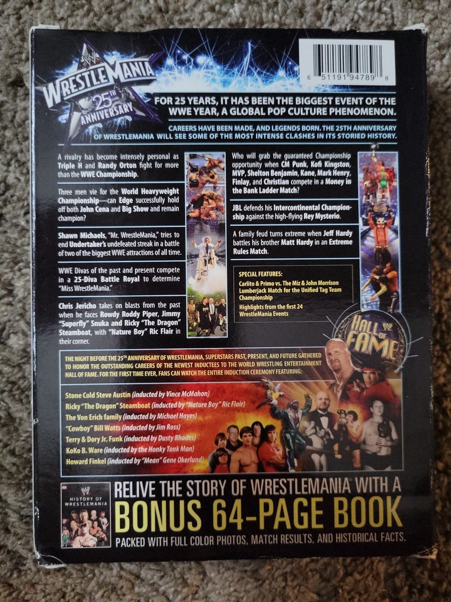 WWE Wrestlemania XXV 25th Anniversary 3-Disc DVD Set w/ 64-Page