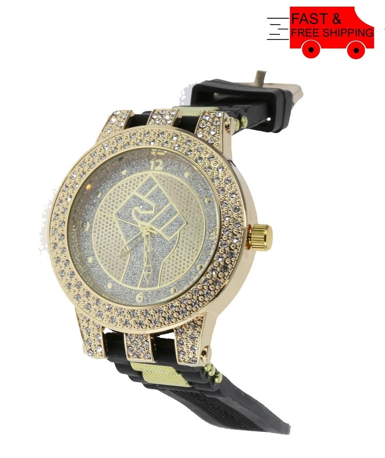 Men's Iced Lab Diamond Luxury Bezel GP BLACK LIFE MATTER BLM LOGO Watch