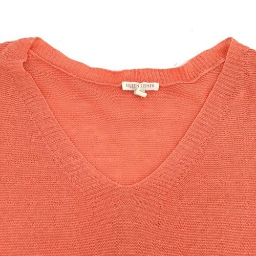Eileen Fisher Linen Top Womens Medium Orange Organic Linen Oversized Lagenlook - Picture 3 of 11