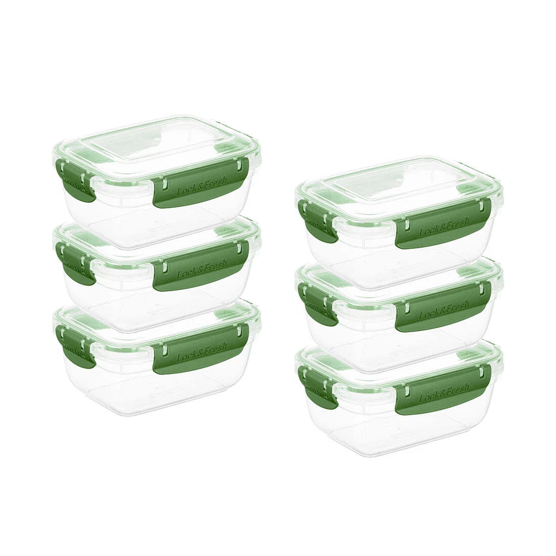 Superio Plastic Food Storage Containers, Airtight Lids, 27 oz., Green, 6 pack
