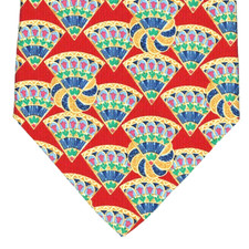 Metropolitan Museum TIE Red Geometric Design 60 x 4" 100 Silk Made in Canada