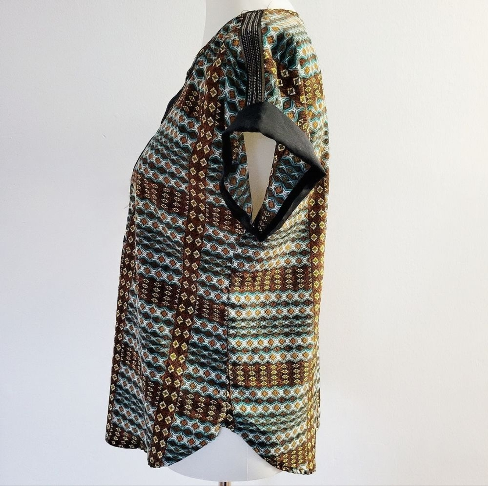 Cato Multicolored Geometric Split Neck Short Slee… - image 3