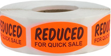 Reduced For Quick Sale Labels .75 x 1.375 Inch 500 Total Adhesive Stickers