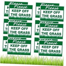 12 Pcs Keep Off Grass Sign with 12 Metal Stakes 8 x 12 Inch Plastic Stay Off