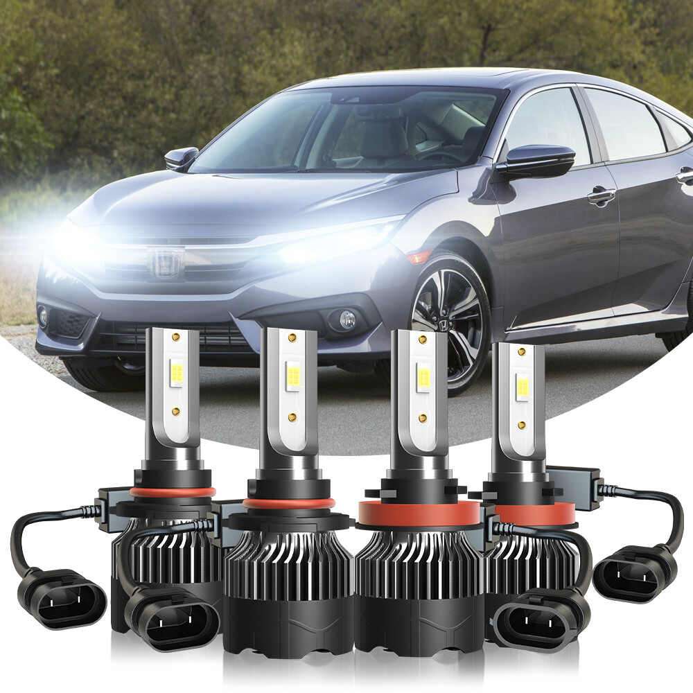 For 2016-2021 Honda Civic LED Headlight Bulbs H11 9005 Fit Sedan
