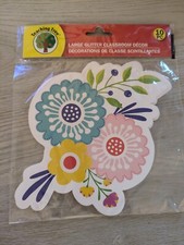NEW Glitter Designer Flowers Cut-outs 10 Pieces TEACHING TREE