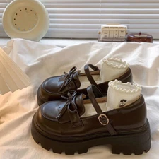 Japanese Lolita Girls Flats Shoes Faux Leather Mary Janes JK Uniform School Shoe