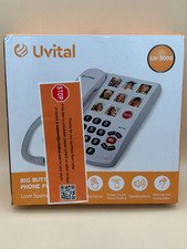 Uvital UV-3000 Big Button Landline Phone With Speaker - White - New Open Box