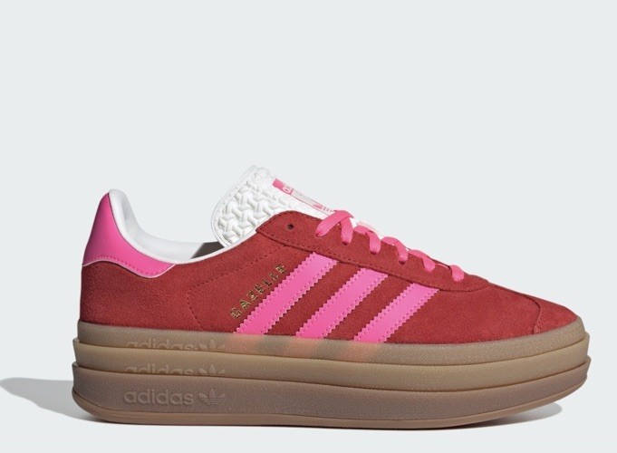 Adidas Gazelle Bold Womens Size 7.5 Collegiate Red And Lucid Pink