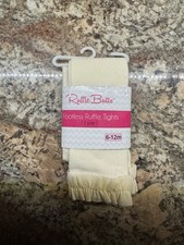 Ruffle Butts Girls Oatmeal Ribbed Footless Ruffle Tights Size 6-12m