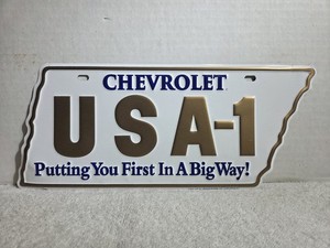 Vintage Tennessee CHEVROLET USA-1 Booster License Plate State Shaped