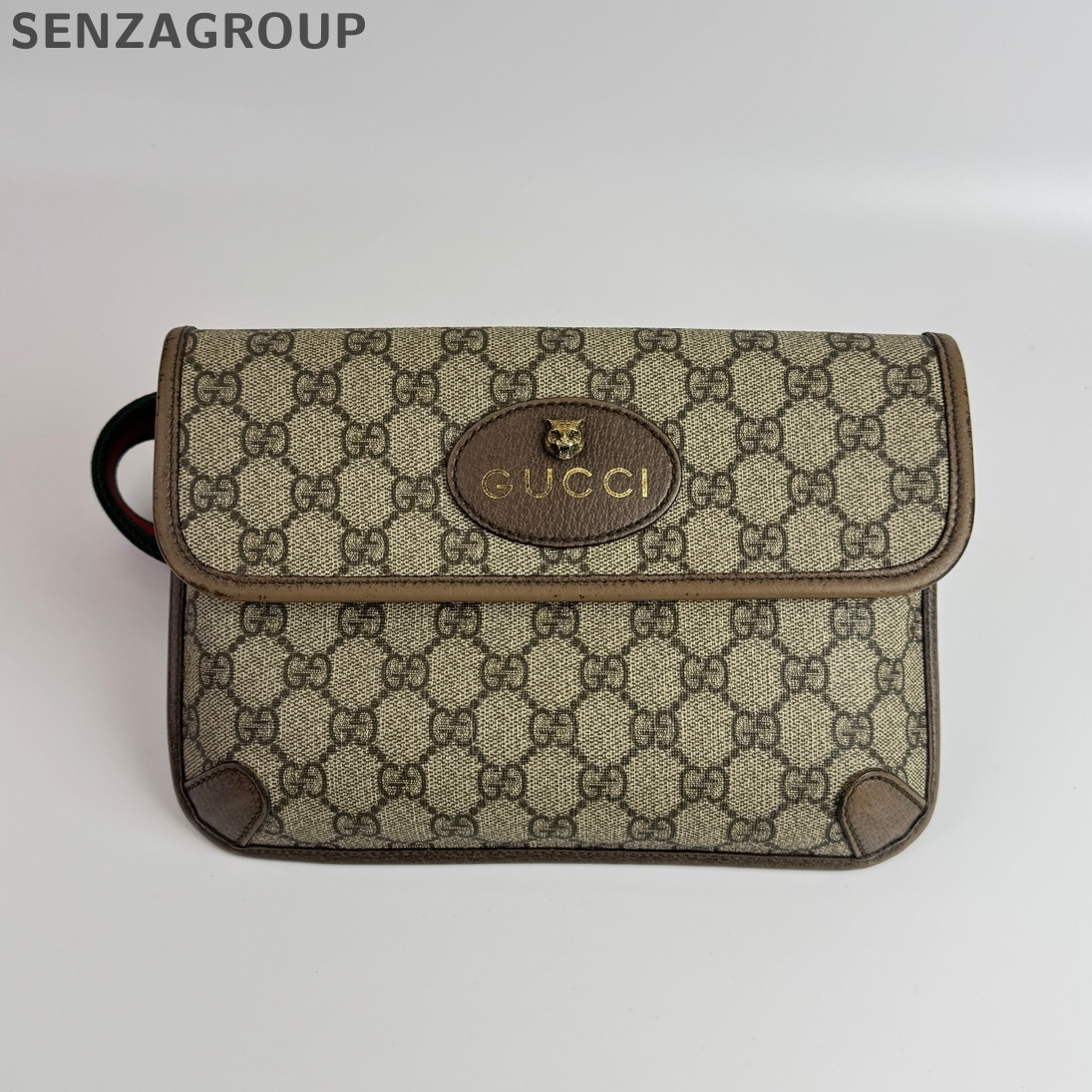 Gucci GG Marmont Tiger Head Shoulder Crossbody Bag Brown Gold Hardware Unisex