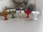 Vintage Fenton Hobnail Ruffled Trumpet And Mini Bud Vases Set Of 6