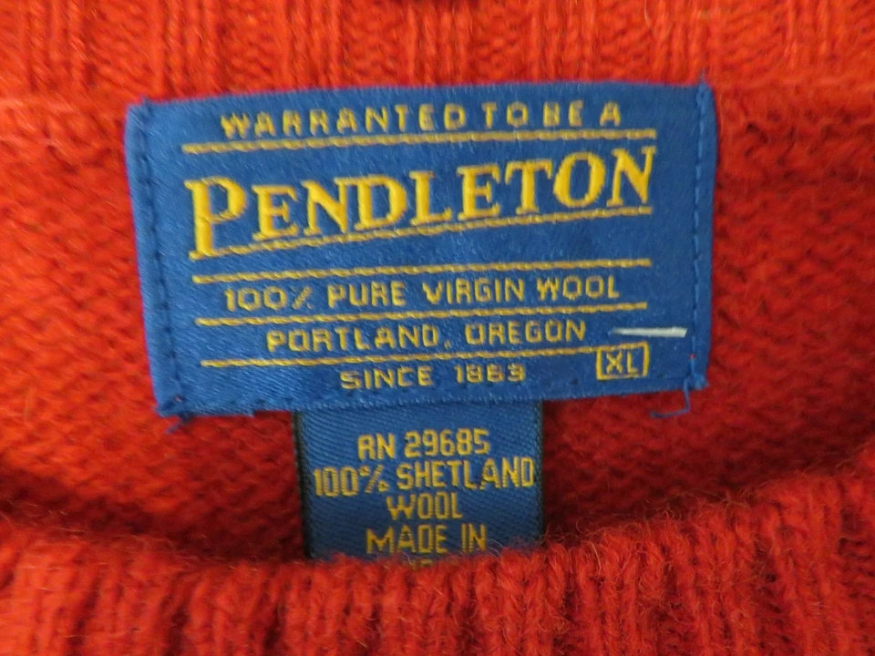 Pendleton Sweater Mens XL Red 100% Shetland Wool Washable Crew Neck Knit - Image 4 of 4