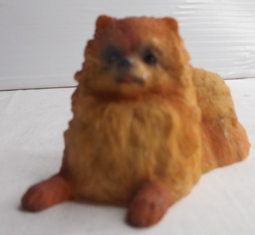Playful Pomeranian Dog Laying on Stomach Mini Resin Figurine 3"L x 1.25"W x1.5"H