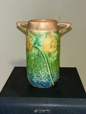 Mint 6.25 Roseville Pottery Sunflower Vase. Great Form And Glaze Colors.