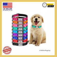 Reflective Nylon Dog Collar Custom Name, Personalized Pet ID Tag Adjustable XS-L