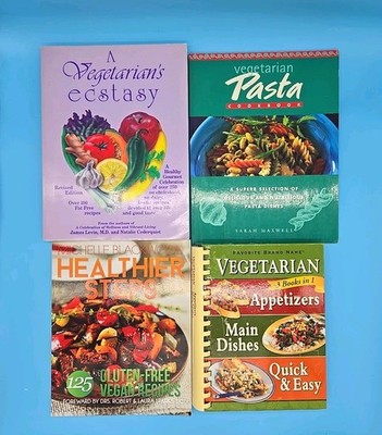 Lot of 4 Vegetarian Cookbooks Vegetarian's Ecstasy Pasta Gluten Free Healthy