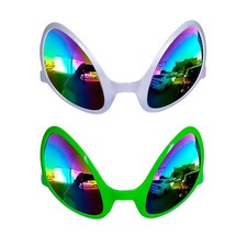 ALVOGIMOR 2 Pairs Alien Glasses,Silver  Green One Size, Green,silver