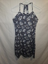 Eddie Bauer Women's Blue Floral Athletic Tank Dress Bra Racerback Size S