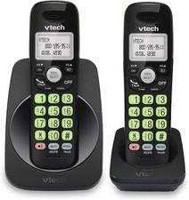 Cordless Phone DECT 6.0 with 2 Black Handsets