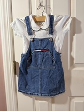 Vintage Y2K Tommy Hilfiger Denim Overall Dress With Body Suit Shirt 18-24M